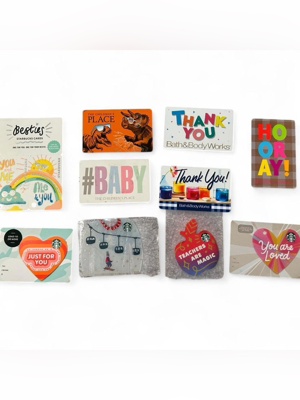 Lot of 10 Collectible Gift Cards Starbucks Bath & Body Works Y2K